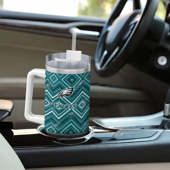 customized philadelphia eagles bold diamonds green curved tumbler trendy.webp