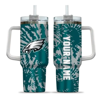 customized philadelphia eagles burst swirl green curved tumbler best selling.webp