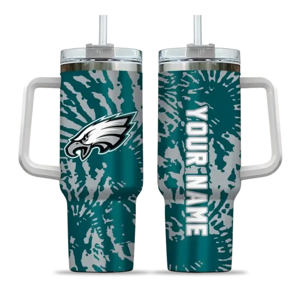 customized philadelphia eagles burst swirl green curved tumbler best selling.webp