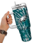 customized philadelphia eagles burst swirl green curved tumbler best selling.webp