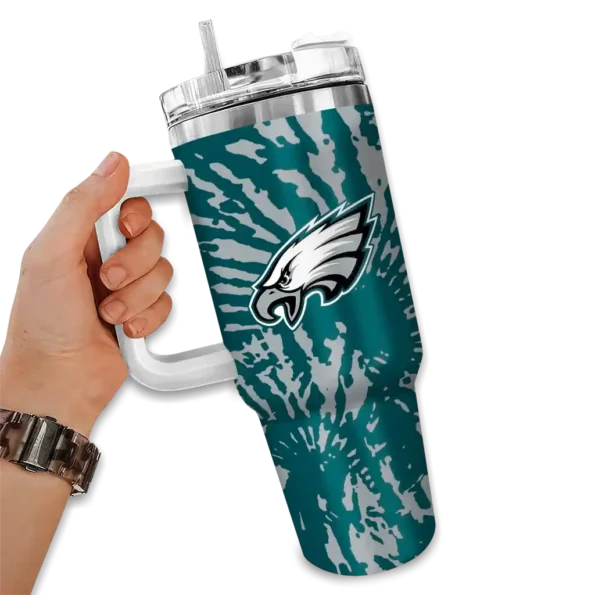 customized philadelphia eagles burst swirl green curved tumbler fashion forward.webp