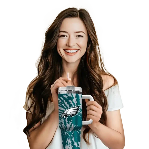 customized philadelphia eagles burst swirl green curved tumbler premium grade.webp