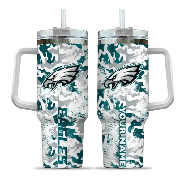 customized philadelphia eagles camo mashup green white curved tumbler best selling.webp