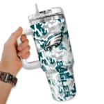 customized philadelphia eagles camo mashup green white curved tumbler best selling.webp
