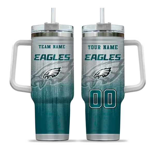 customized philadelphia eagles gradient dots green curved tumbler best selling.webp