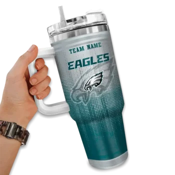 customized philadelphia eagles gradient dots green curved tumbler fashion forward.webp