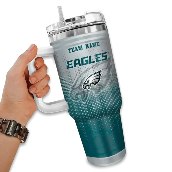 customized philadelphia eagles gradient dots green curved tumbler fashion forward.webp