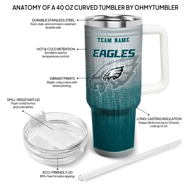 customized philadelphia eagles gradient dots green curved tumbler new arrival.webp