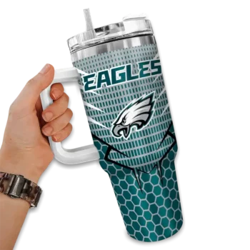 customized philadelphia eagles hex texture green curved tumbler fashion forward.webp