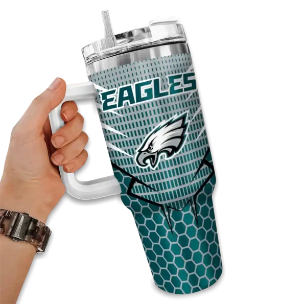 customized philadelphia eagles hex texture green curved tumbler fashion forward.webp