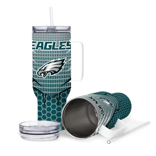 customized philadelphia eagles hex texture green curved tumbler high quality.webp