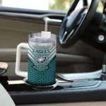 customized philadelphia eagles hex texture green curved tumbler best selling.webp