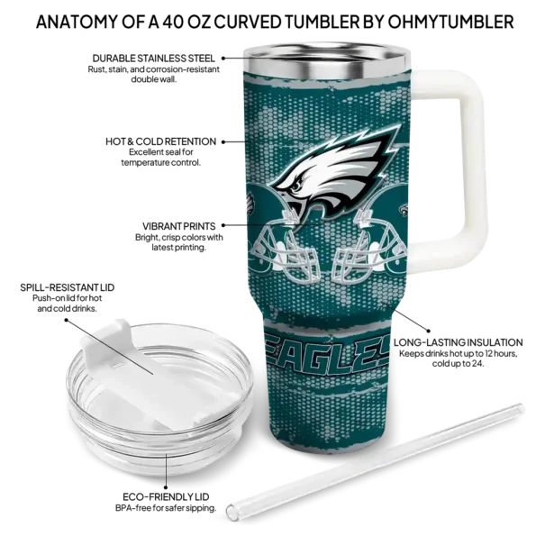 customized philadelphia eagles honey streaks green curved tumbler new arrival.webp