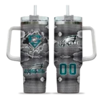 customized philadelphia eagles superman shield green gray curved tumbler best selling.webp