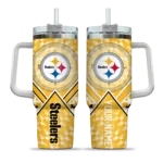 customized pittsburgh steelers chevron angle gold curved tumbler best selling.webp