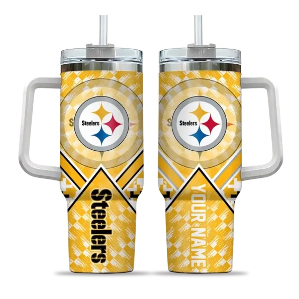 customized pittsburgh steelers chevron angle gold curved tumbler best selling.webp