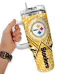 customized pittsburgh steelers chevron angle gold curved tumbler best selling.webp