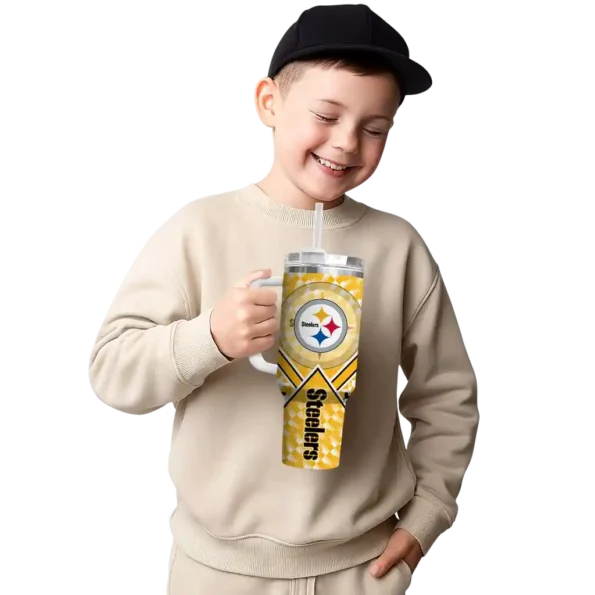 customized pittsburgh steelers chevron angle gold curved tumbler latest model.webp