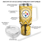 customized pittsburgh steelers chevron angle gold curved tumbler best selling.webp