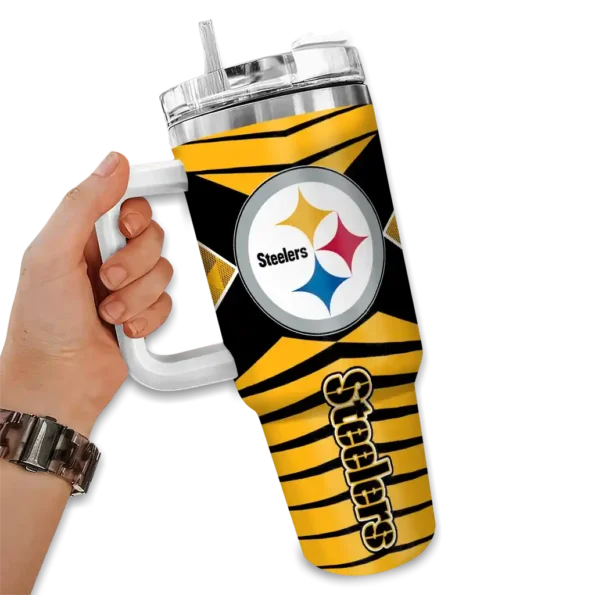 customized pittsburgh steelers chevron layers gold curved tumbler fashion forward.webp