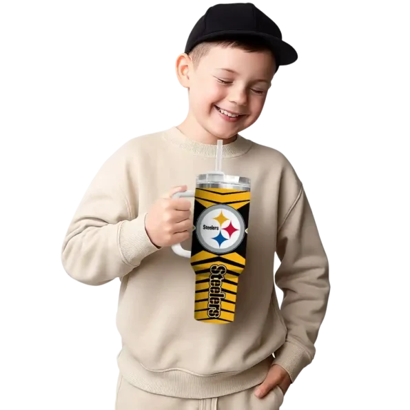 customized pittsburgh steelers chevron layers gold curved tumbler latest model.webp