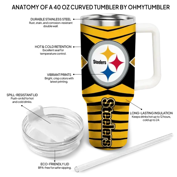 customized pittsburgh steelers chevron layers gold curved tumbler new arrival.webp