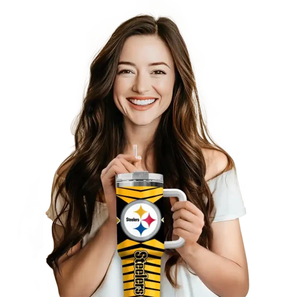 customized pittsburgh steelers chevron layers gold curved tumbler premium grade.webp