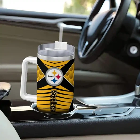 customized pittsburgh steelers chevron layers gold curved tumbler trendy.webp