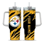 customized pittsburgh steelers claw cut gold black curved tumbler best selling.webp