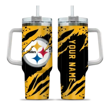 customized pittsburgh steelers claw cut gold black curved tumbler best selling.webp