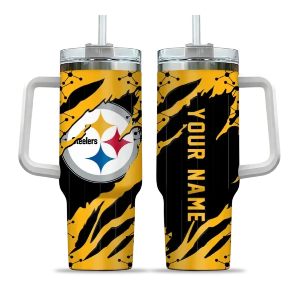 customized pittsburgh steelers claw cut gold black curved tumbler best selling.webp