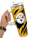 customized pittsburgh steelers claw cut gold black curved tumbler best selling.webp