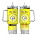 customized pittsburgh steelers geometric prism gold curved tumbler best selling.webp