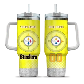 customized pittsburgh steelers geometric prism gold curved tumbler best selling.webp