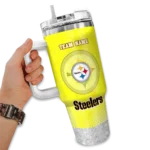 customized pittsburgh steelers geometric prism gold curved tumbler best selling.webp