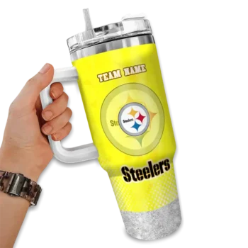 customized pittsburgh steelers geometric prism gold curved tumbler fashion forward.webp