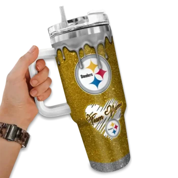 customized pittsburgh steelers heart helmet motif gold curved tumbler fashion forward.webp