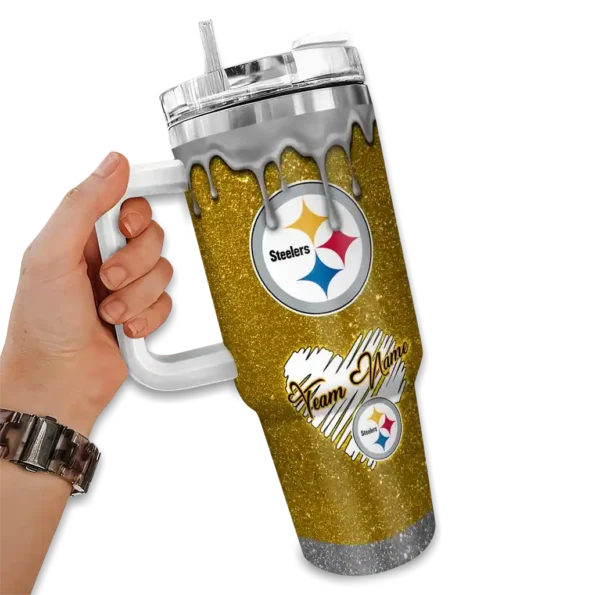 customized pittsburgh steelers heart helmet motif gold curved tumbler fashion forward.webp