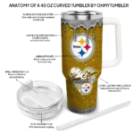 customized pittsburgh steelers heart helmet motif gold curved tumbler best selling.webp