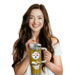 customized pittsburgh steelers heart helmet motif gold curved tumbler best selling.webp