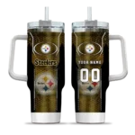 customized pittsburgh steelers hexagon armor gold curved tumbler best selling.webp