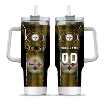 customized pittsburgh steelers hexagon armor gold curved tumbler best selling.webp