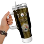 customized pittsburgh steelers hexagon armor gold curved tumbler best selling.webp