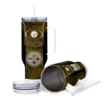customized pittsburgh steelers hexagon armor gold curved tumbler best selling.webp