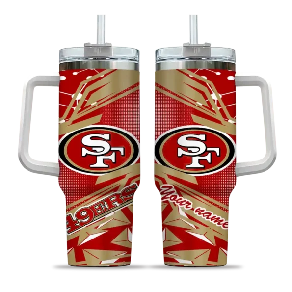 customized san francisco 49ers abstract paths red curved tumbler best selling.webp