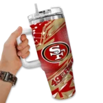 customized san francisco 49ers abstract paths red curved tumbler best selling.webp