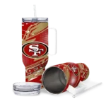 customized san francisco 49ers abstract paths red curved tumbler best selling.webp