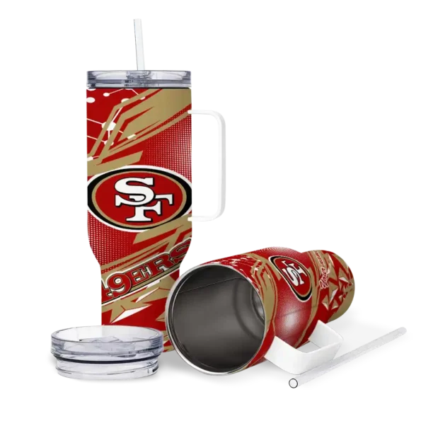 customized san francisco 49ers abstract paths red curved tumbler high quality.webp