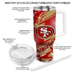 customized san francisco 49ers abstract paths red curved tumbler best selling.webp