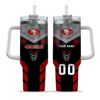 customized san francisco 49ers arrow armor red black curved tumbler best selling.webp